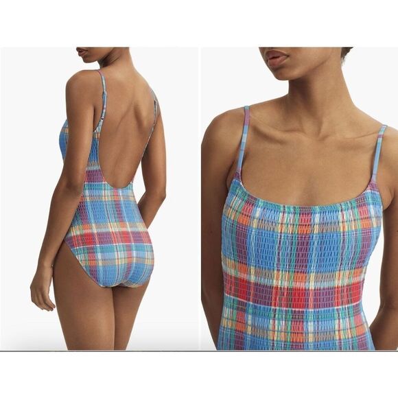 New $175 Polo Ralph Lauren Kennedy Smocked One-Piece Swimsuit Size XL (16-18) - Picture 2 of 6